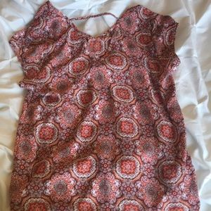 Flowy orange and red blouse
